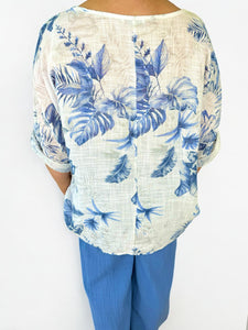 Pure Cotton Palma Necklace Top - White