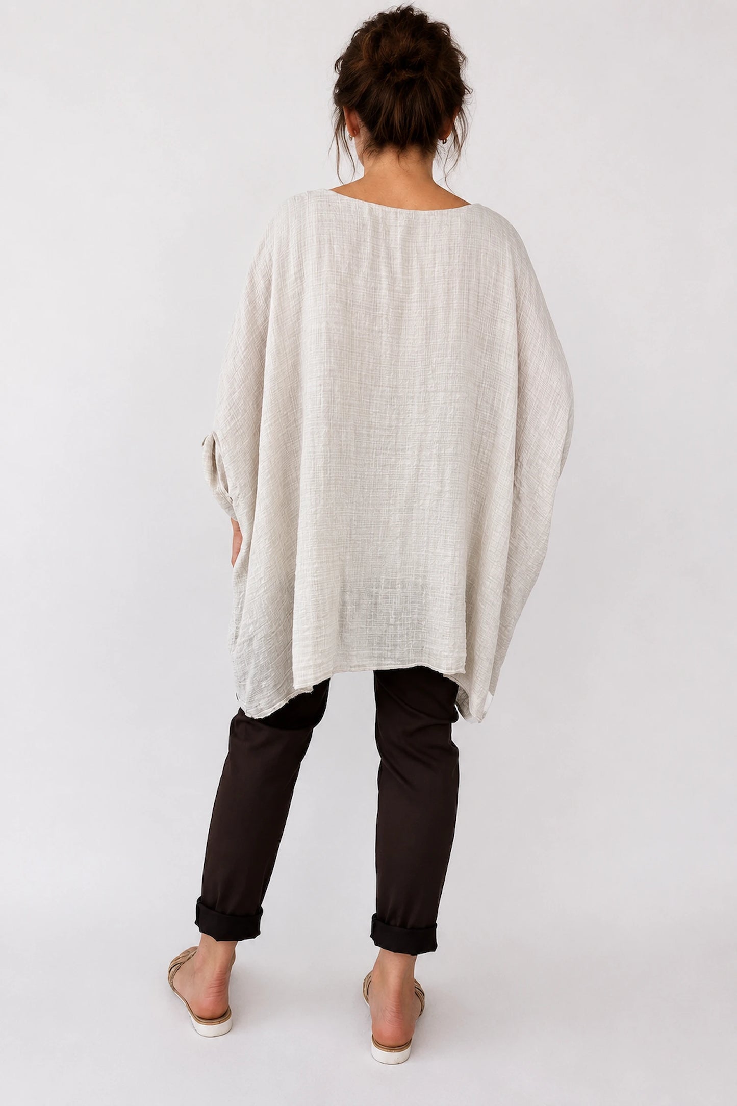 Cotton Fully Lined Isabel Necklace Batwing Top - Stone
