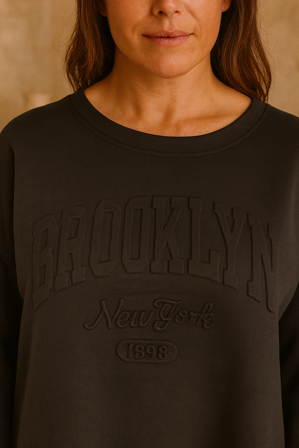 Brooklyn Embossed Light Weight Sweatshirt - Black