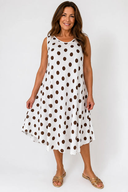 Cotton Polka Dot Verity Dress - White