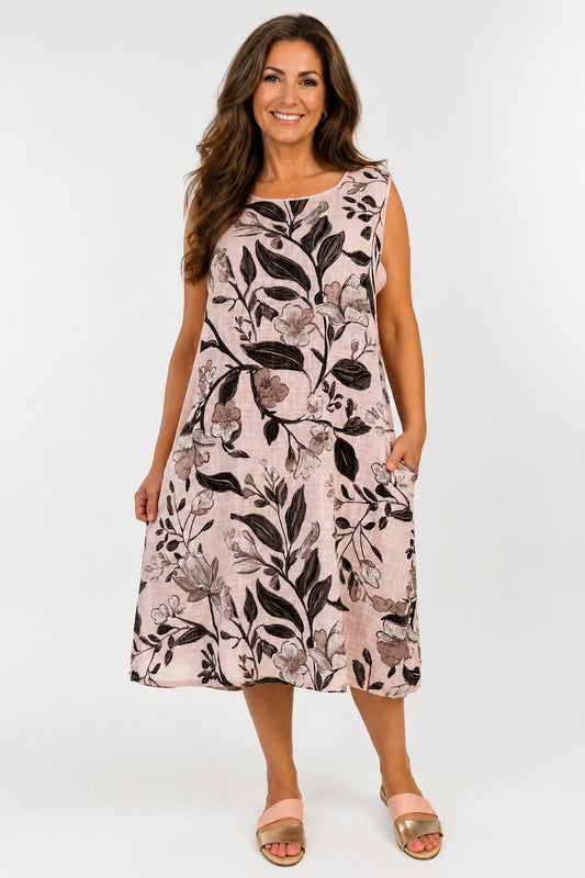 Pure Cotton Double Pocket Sacha Dress - Baby Pink