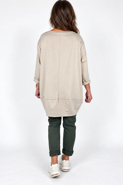 Cotton Button Side Maya Top - Beige