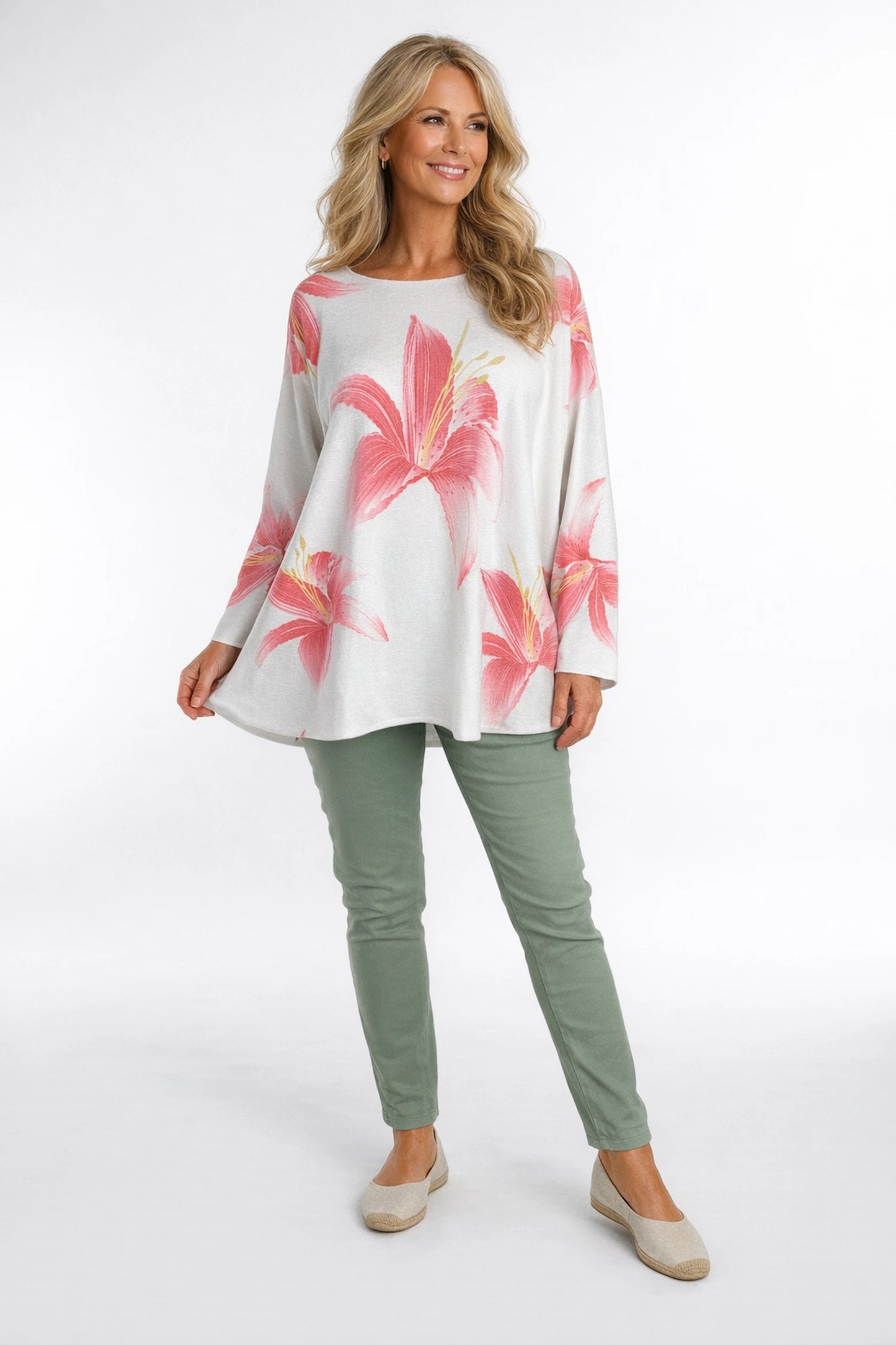 Premium Spring Knit Lily Seam Sleeve Top - Coral Pink