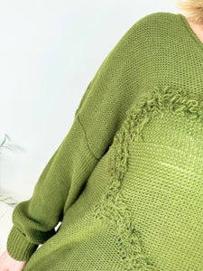 Tanya Wool Mix Soft Knit Heart Jumper AW24 - Forrest Green