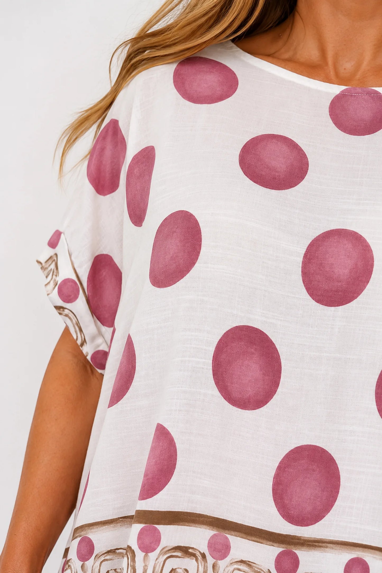 Lightweight Spotted Elizabeth Top - Vintage Rose Pink
