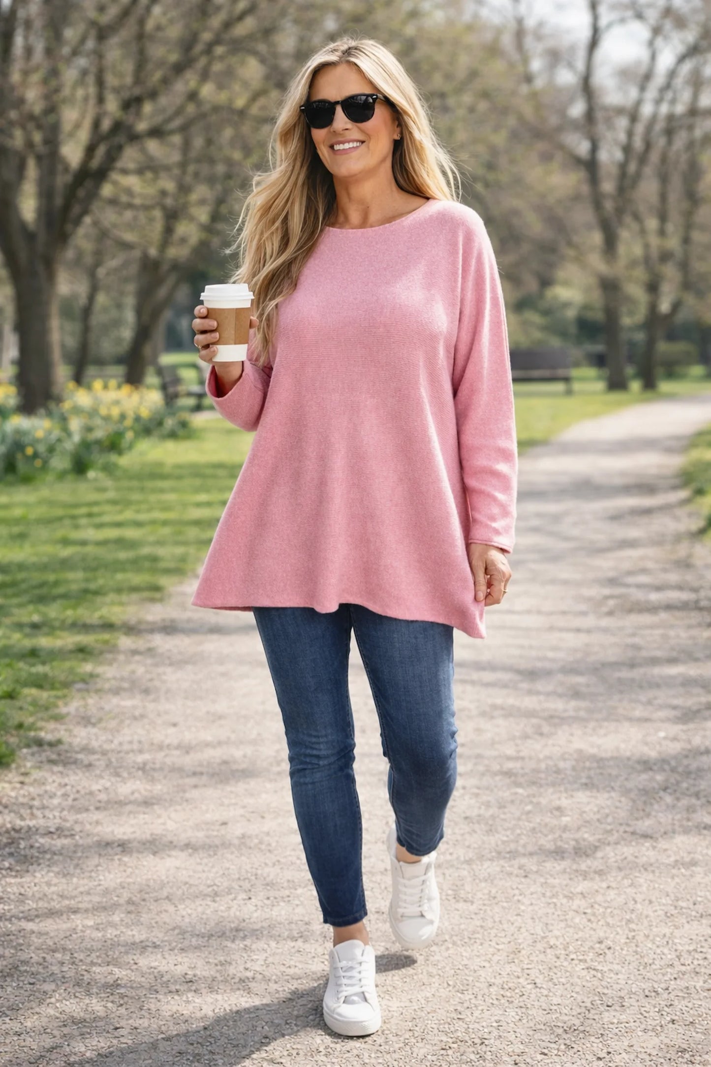 Wool Mix Soft Knit Seam Sleeve Calia Jumper - Baby Pink