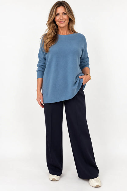Seam Front Double Pocket Drawstring Waist Francis Everyday Pants - Navy