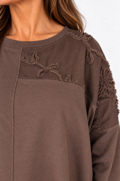 Cotton Fine Needlecord Patch Parisi Top - Chocolate
