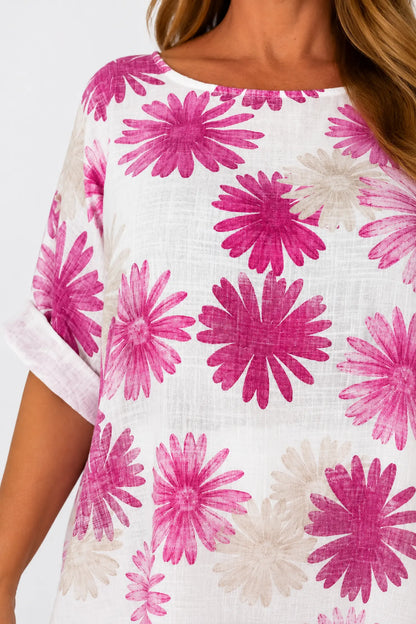 Pure Cotton Missi Floral Top - Cerys Pink