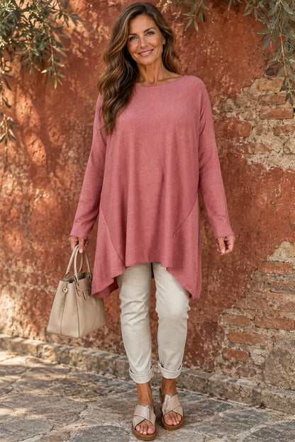 Wool Mix Soft Knit Cassi Top - Vintage Rose