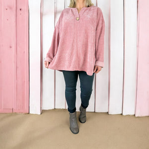 Chenille One Button Livvy Shirt AW24 - Petal Pink