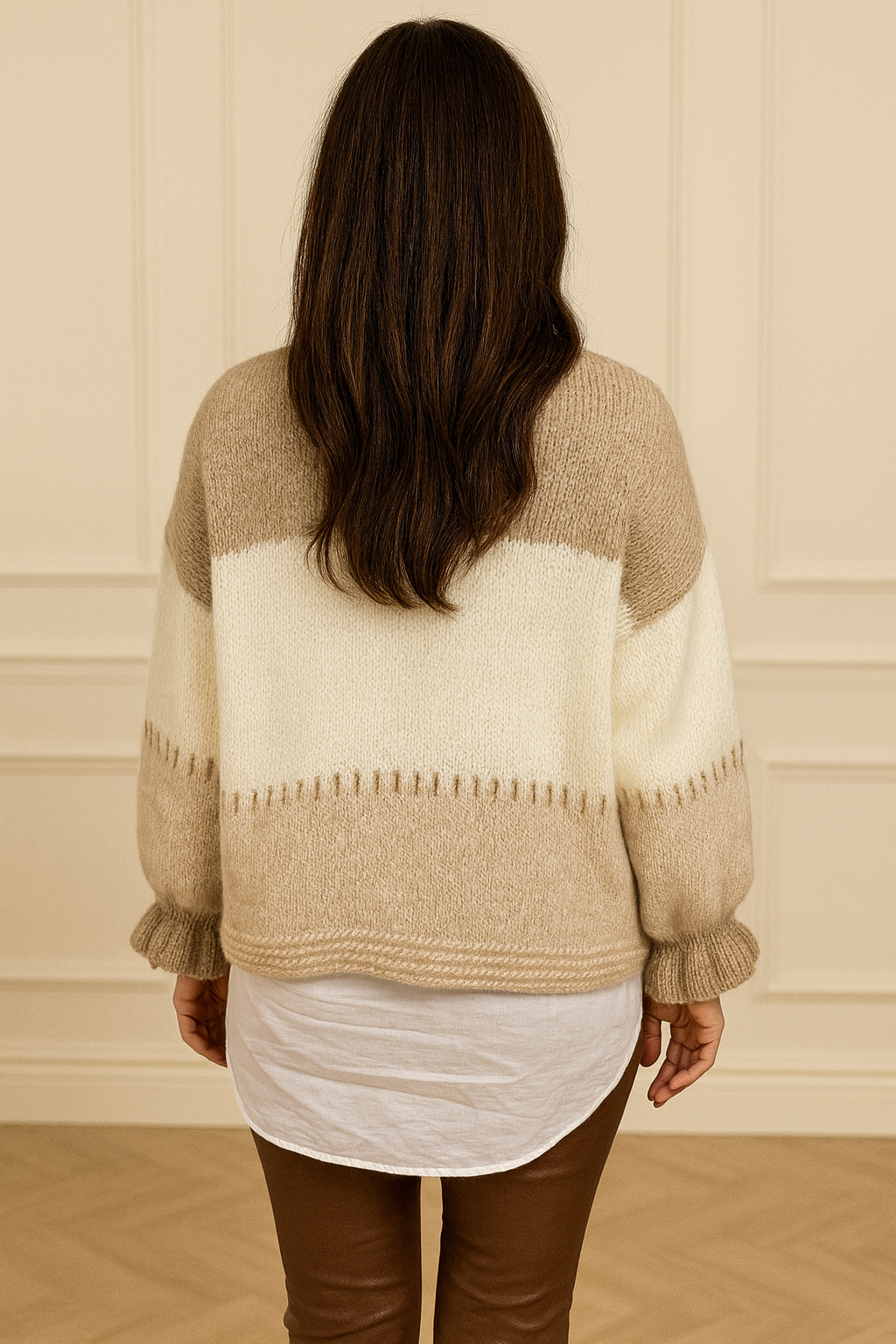 Premium Knit Gold Button Vitala Cardigan - Oatmeal/Cream/Beige
