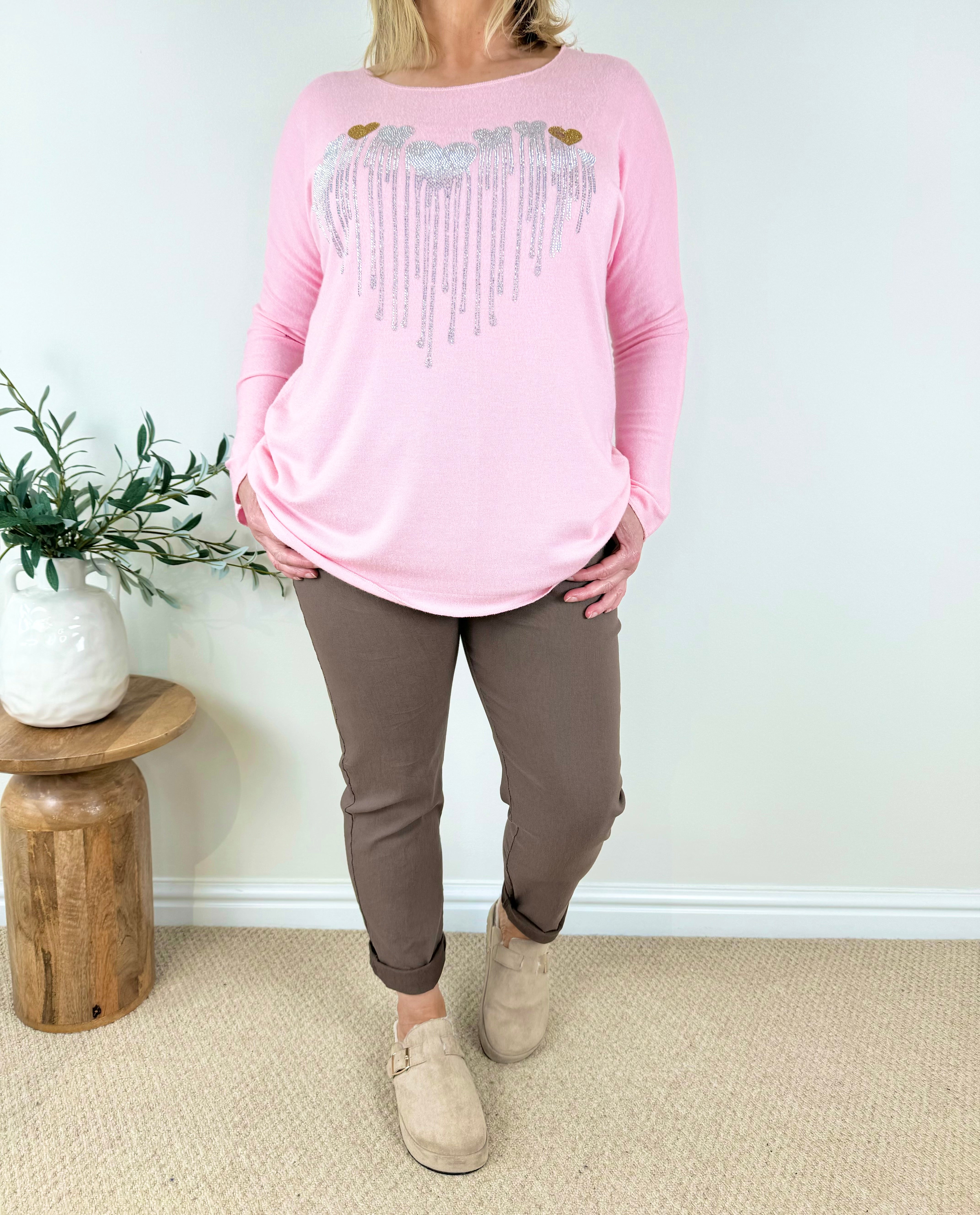 Soft Knit Diamanté Heart Ziara Top AW24