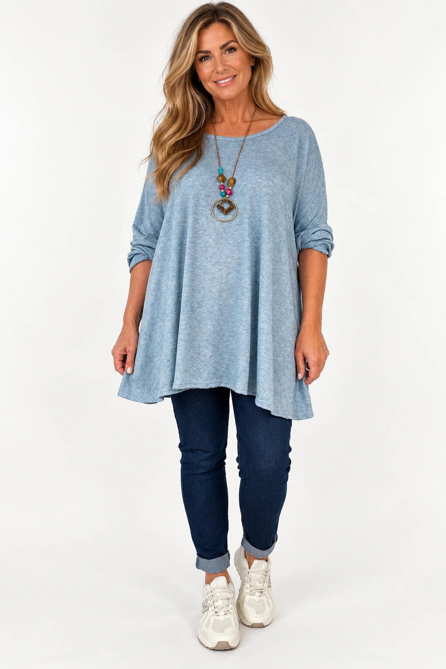Fine Knit Como Necklace Top - Fleck Sky