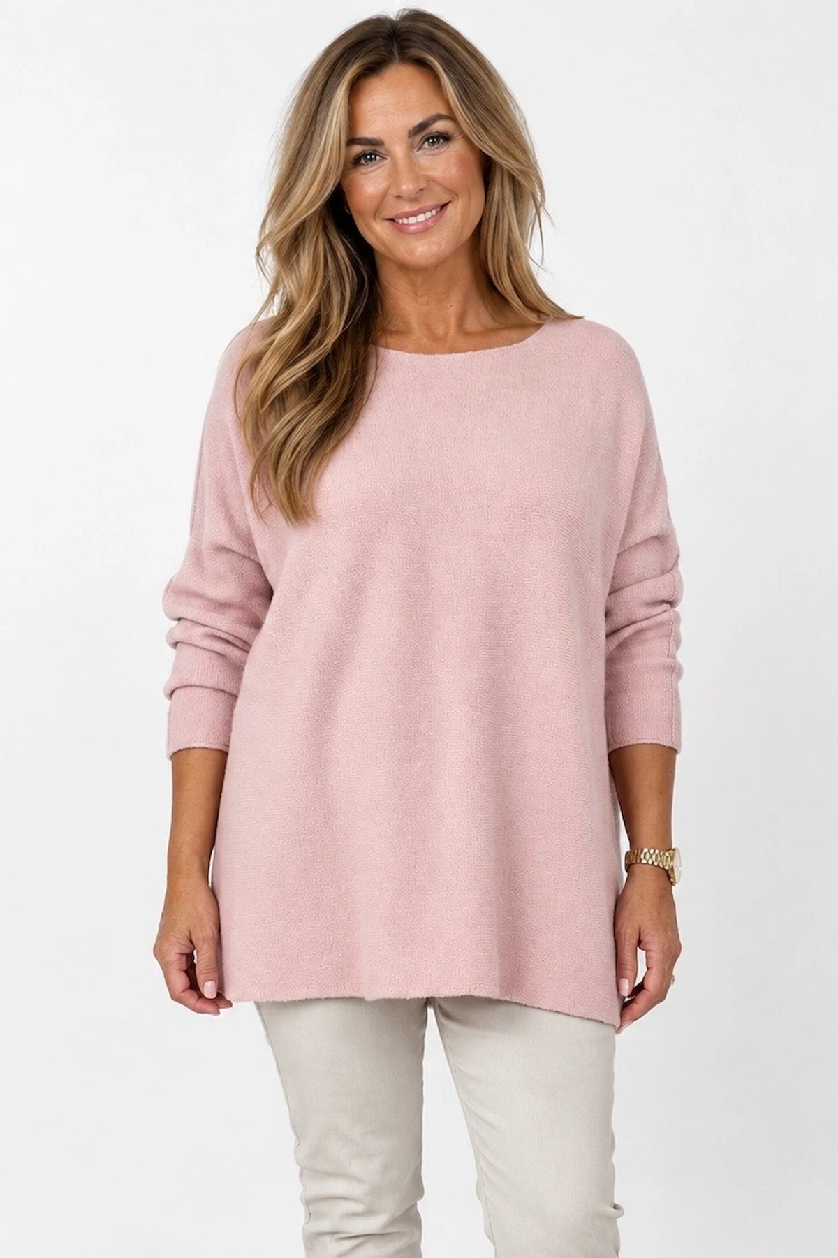 Wool Mix Seam Sleeve Venice Jumper - Vintage Rose
