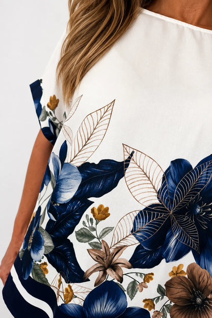 Lightweight Floral Camilla Top - Midnight Blue