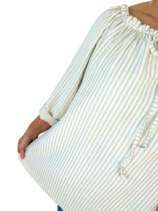 Tied Detail Stripe Valencia Top - Beige