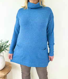 Cosy Knit Double Pocket Roll Neck Jumper