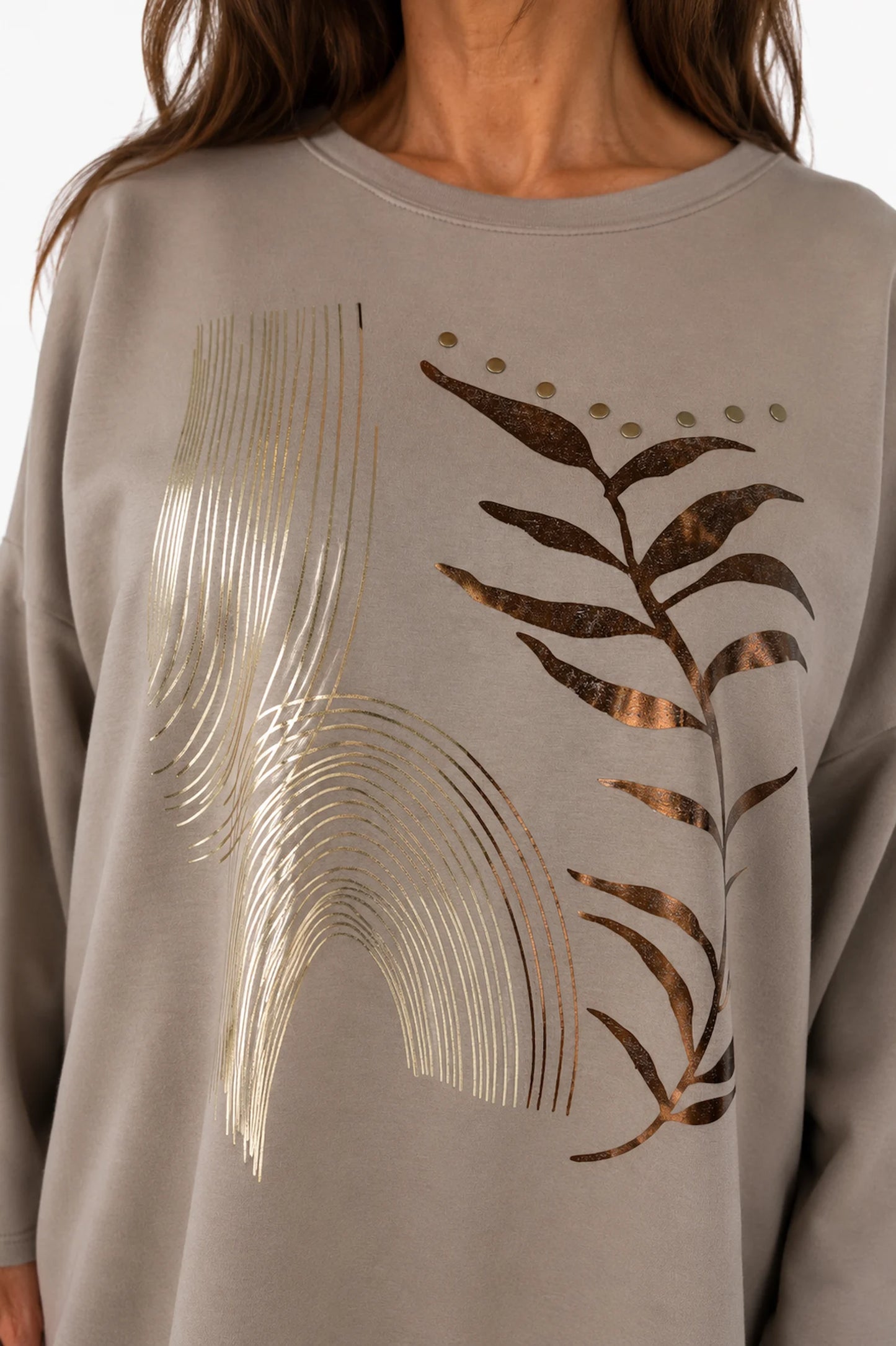 Metallic Gold Tied Hem Maddison Top - Mocha