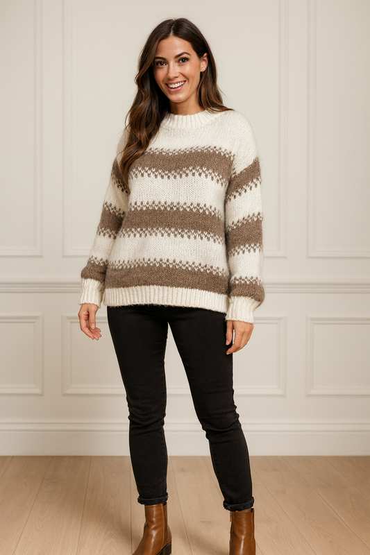 Soft Knit Moritz Jumper - Cream/Mocha