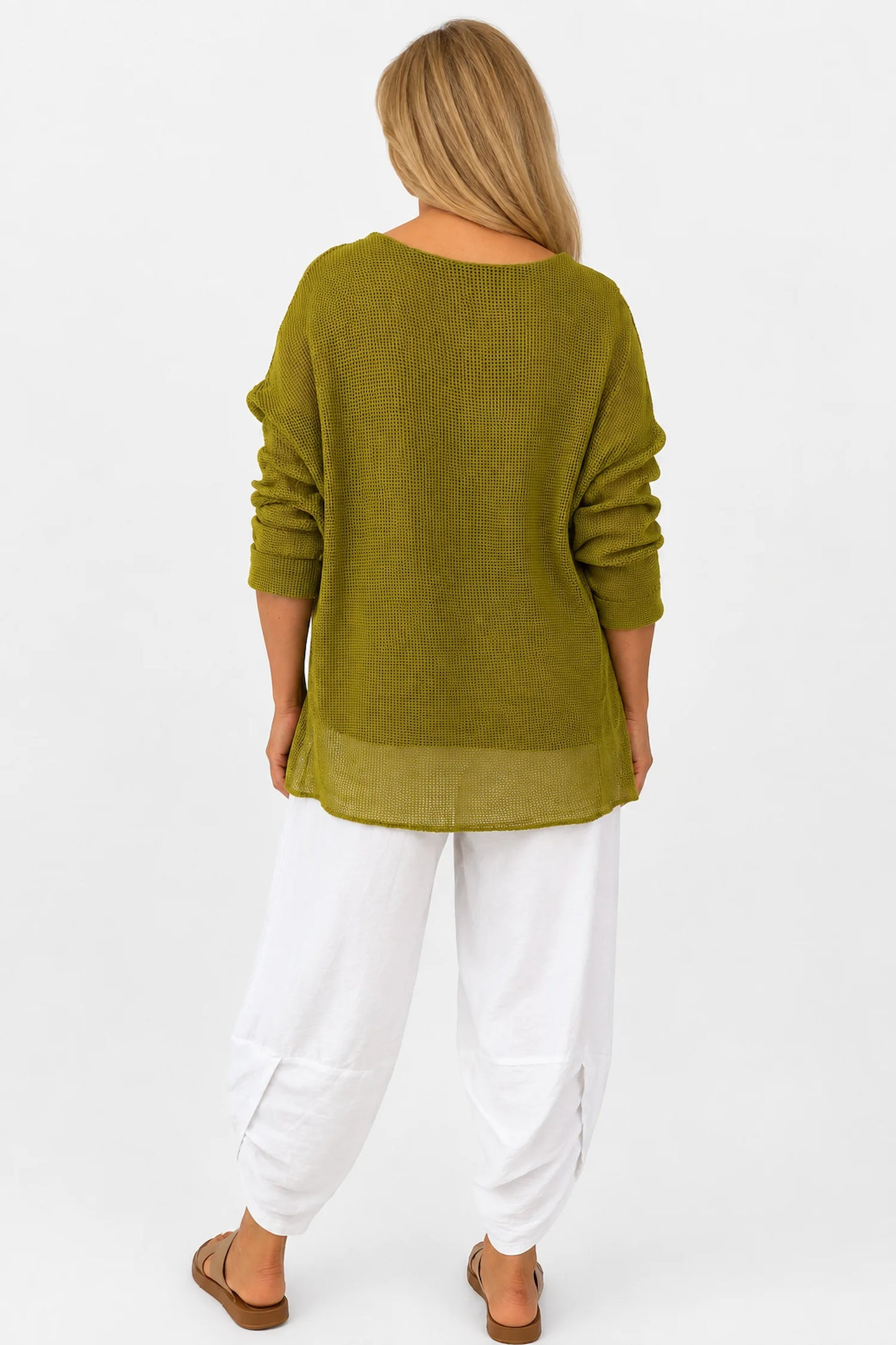 Pure Cotton Fully Lined Amy Mesh Top - Lime