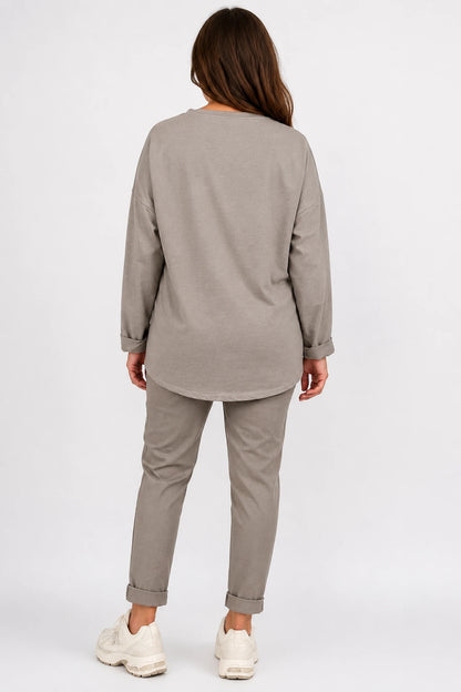 Cotton Button Detail Ezra Top - Mocha