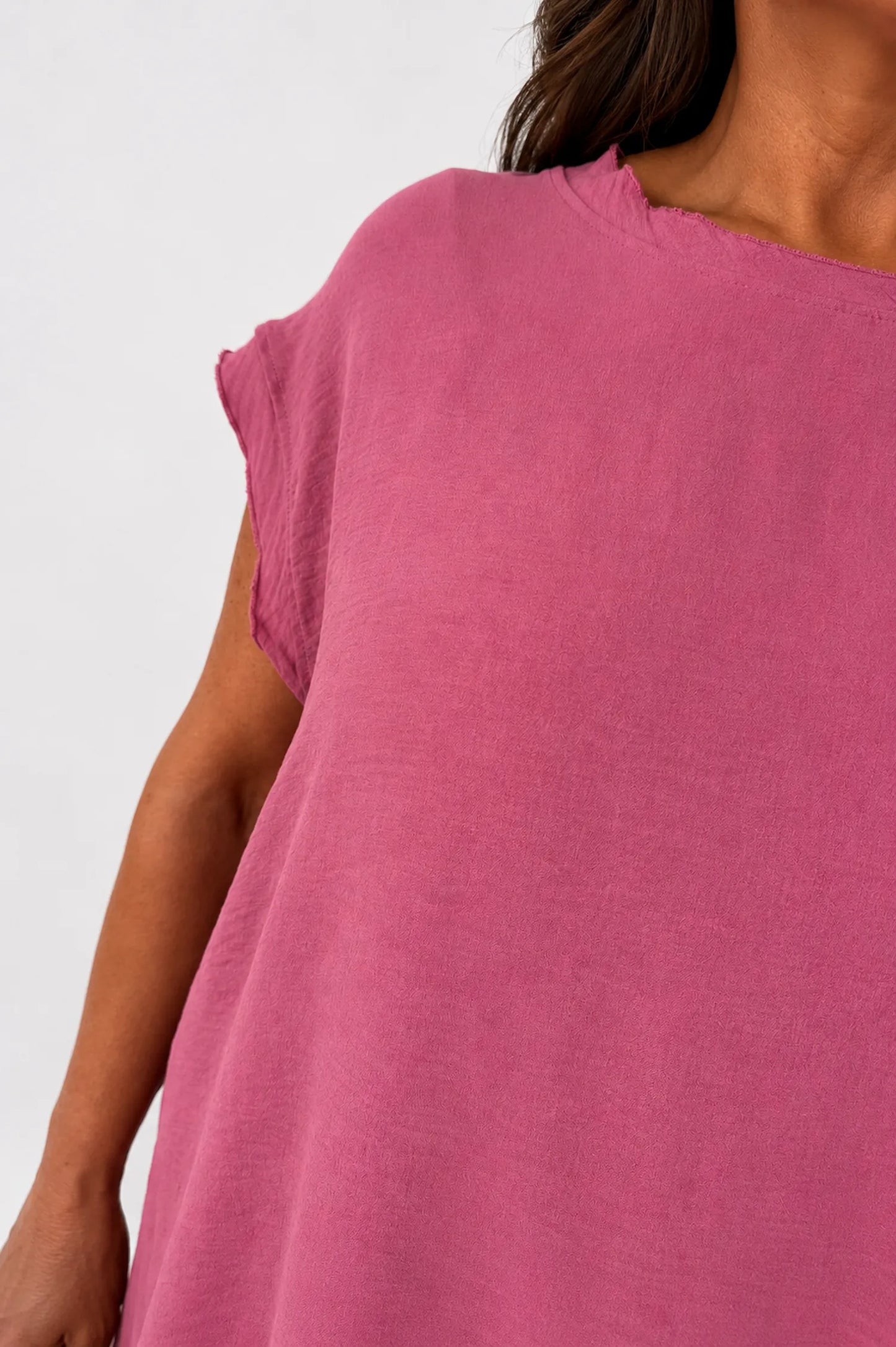 Sara Lightweight Flow Cap Sleeve Top - Raspberry Ripple