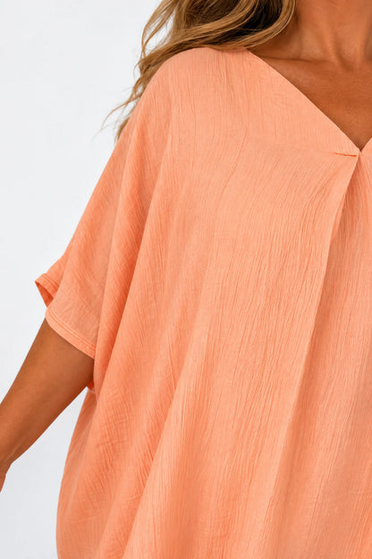 Lightweight Flow Lightly Textured Margot Top - Peach