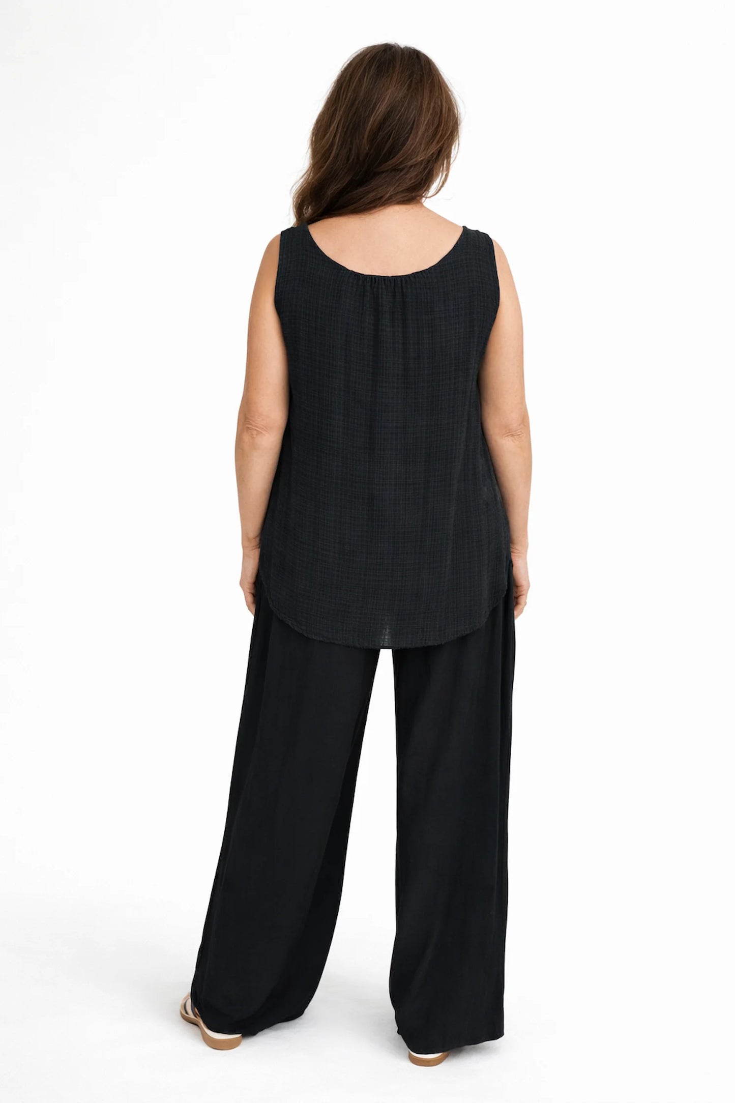 Double Patch Pocket Elasticated Waist Sienna Wide Leg Pants - Black