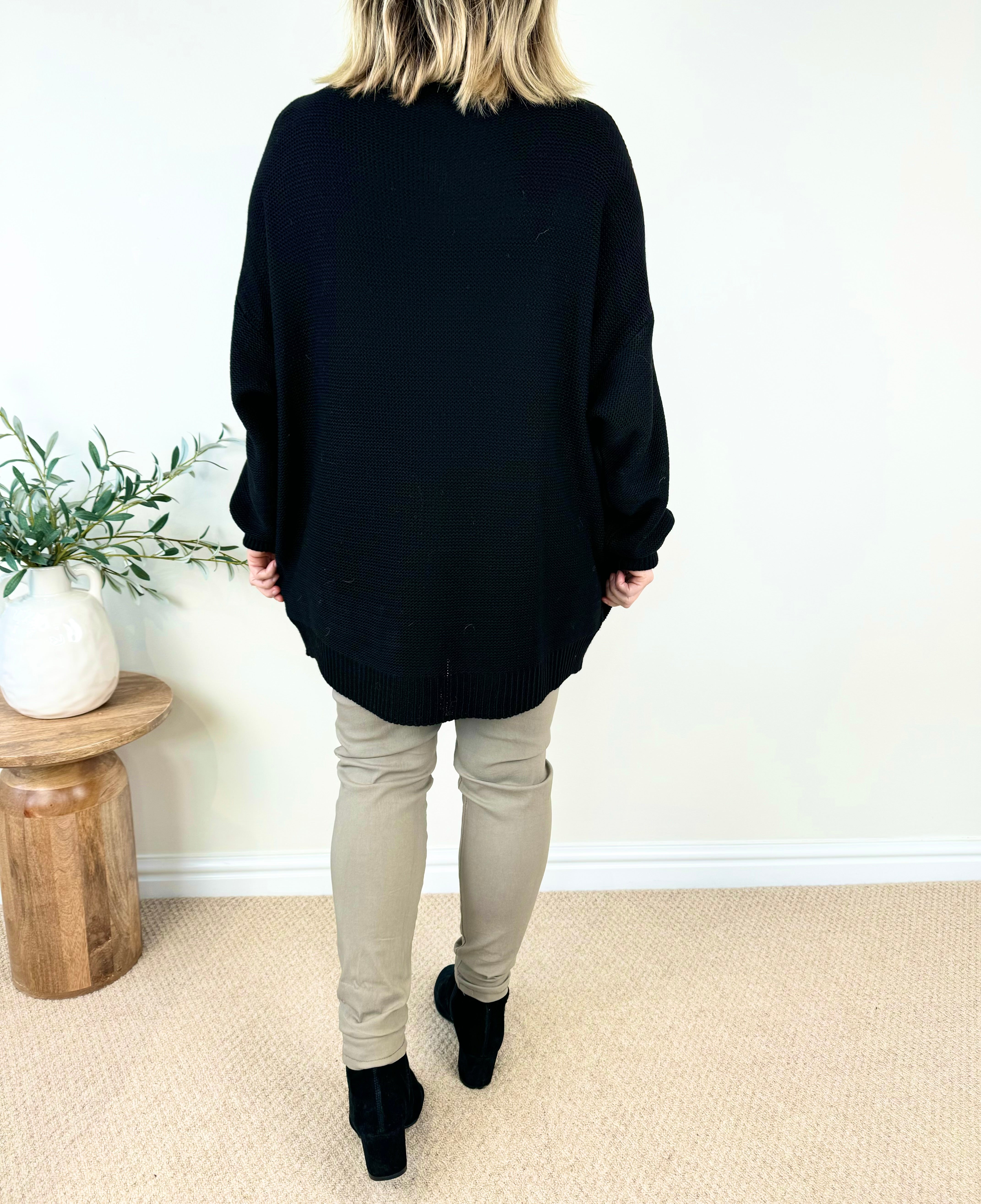 Tanya Wool Mix Soft Knit Heart Jumper AW24 - Black