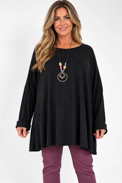 Fine Knit Como Necklace Top - Black