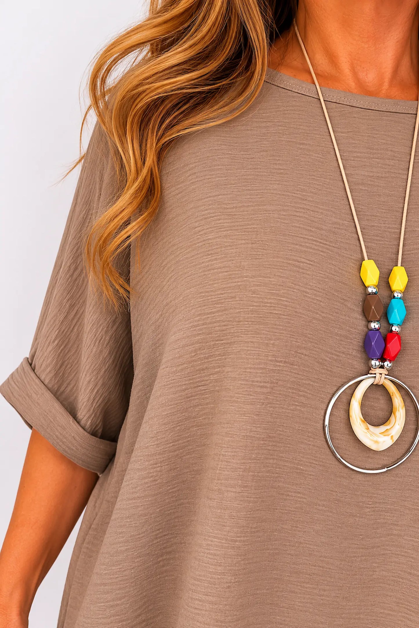 Lightweight Flow Telisa Necklace Top - Caramel