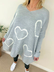 White Heart Knit Jumper AW24