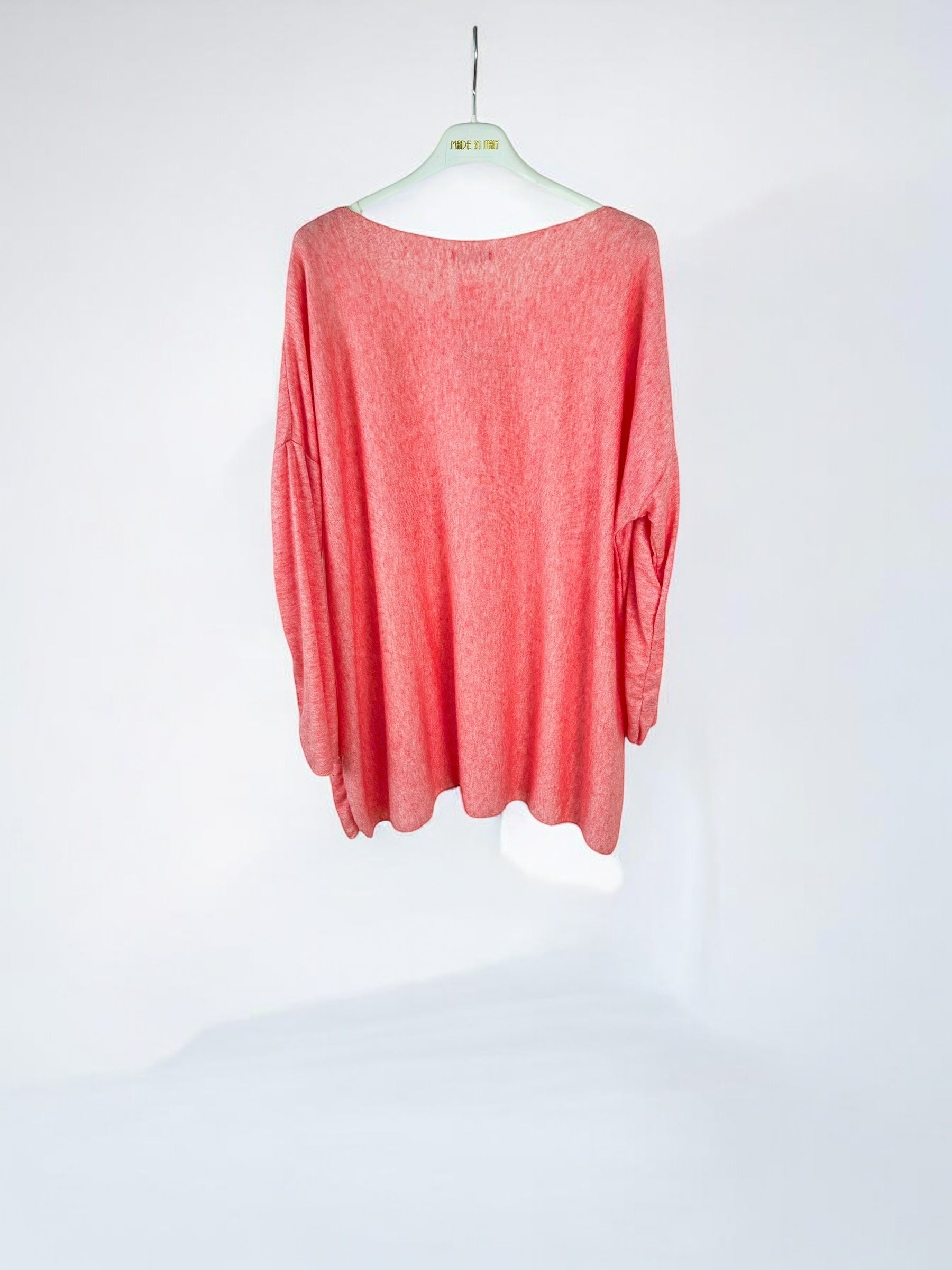 Fine Knit Wool Mix Tara Top - Coral Charm