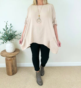 Riviera Button Sleeve Necklace Top SS24