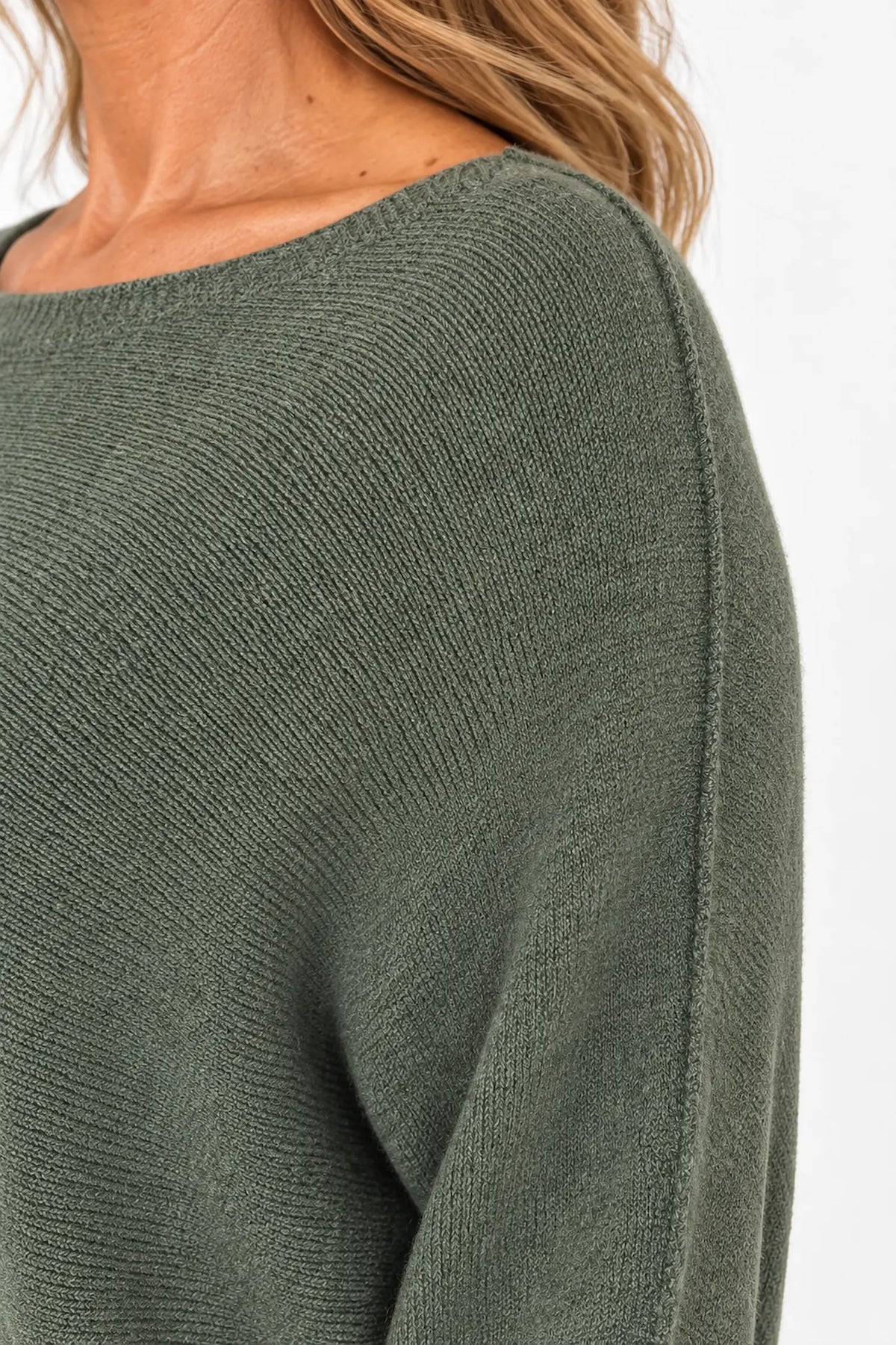 Wool Mix Seam Sleeve Venice Jumper - Forrest Green