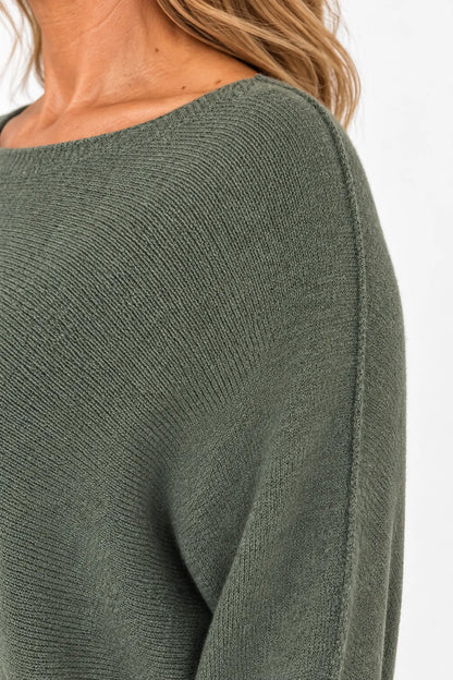 Wool Mix Seam Sleeve Venice Jumper - Forrest Green