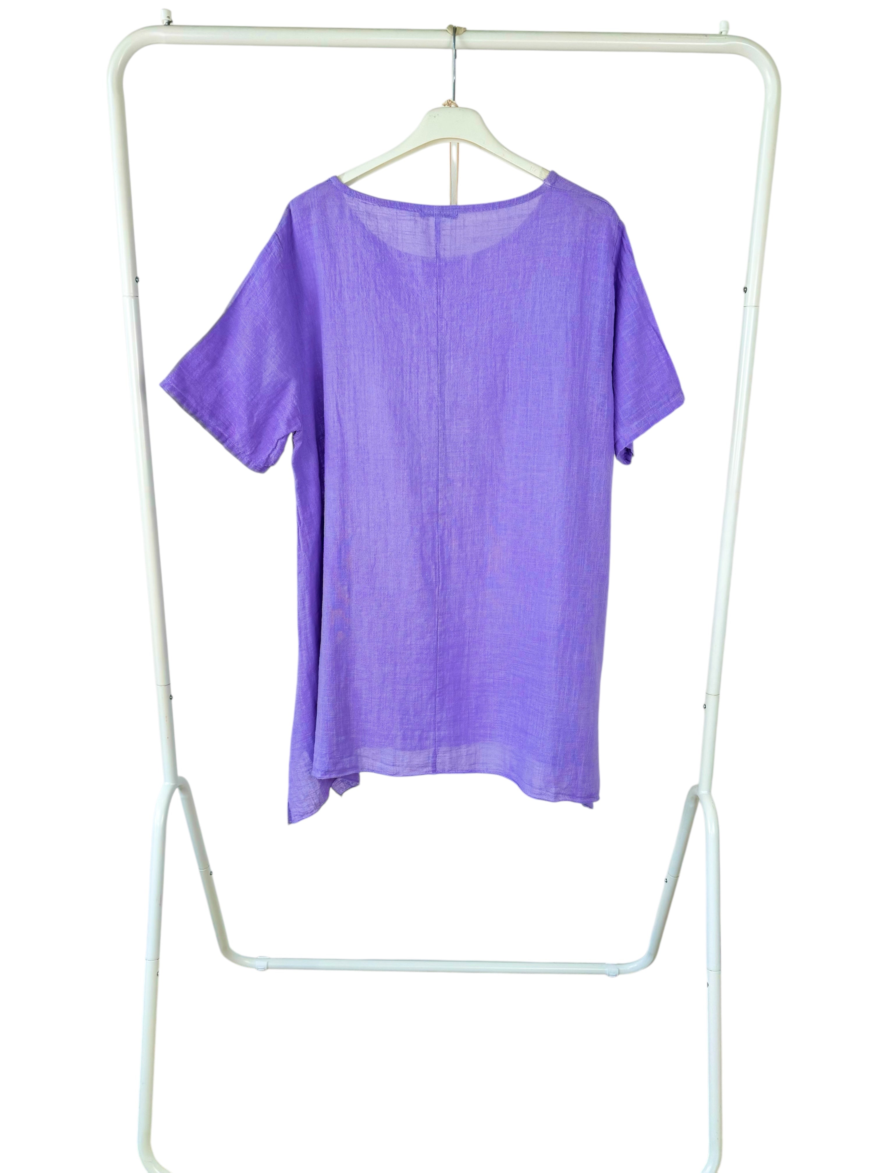 Pure Cotton Cindy Necklace Top - Lilac