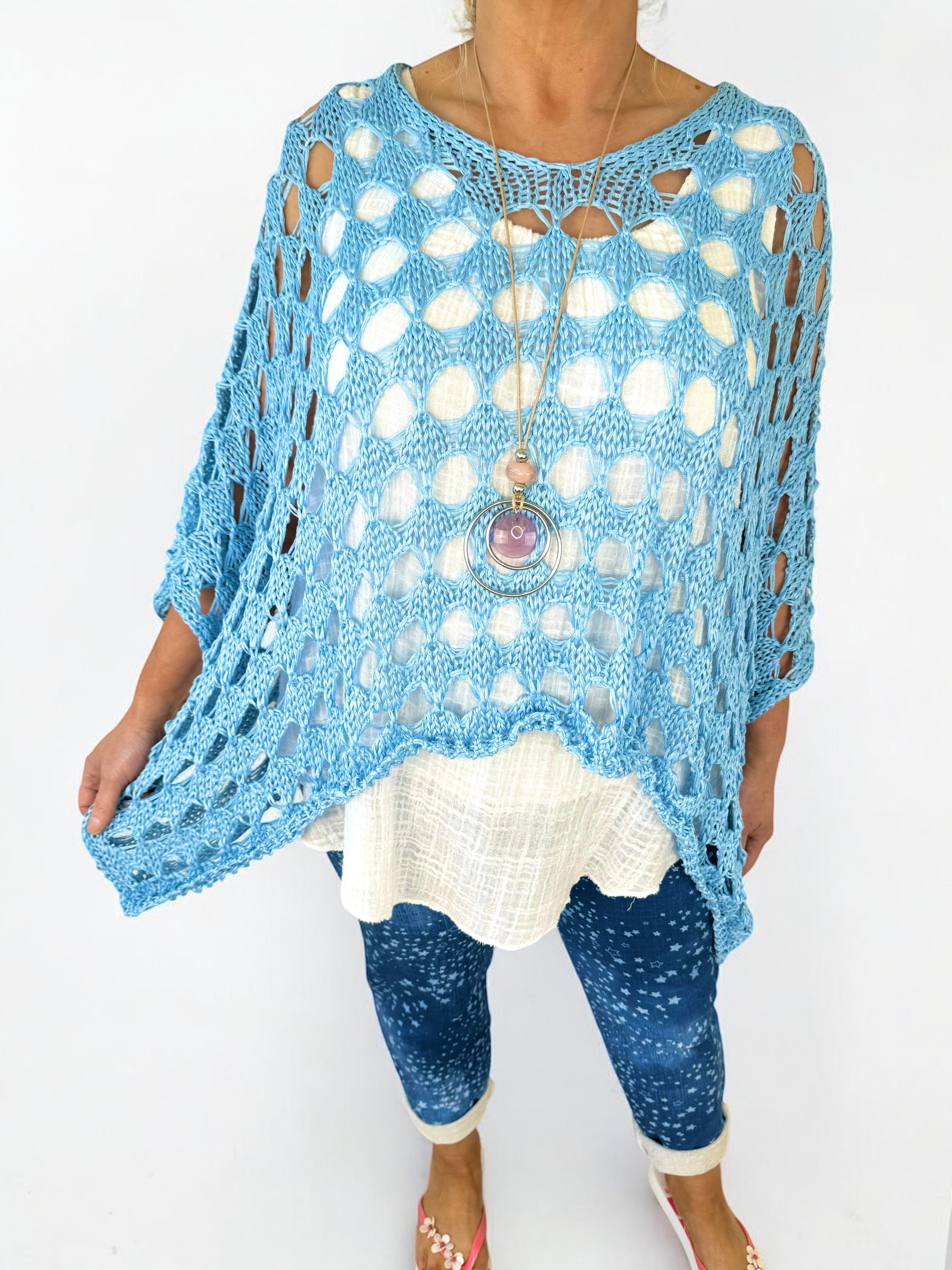 Batwing Varsia Crochet - Baby Blue