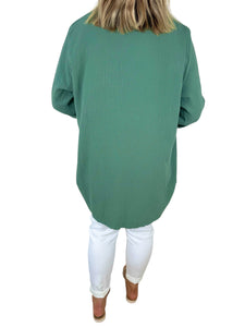 Pure Bubble Cotton Double Button Pocket Telia Necklace Top - Khaki