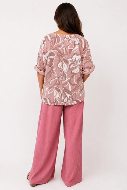 Pure Cotton Pesali Necklace Top - Rosewood Pink