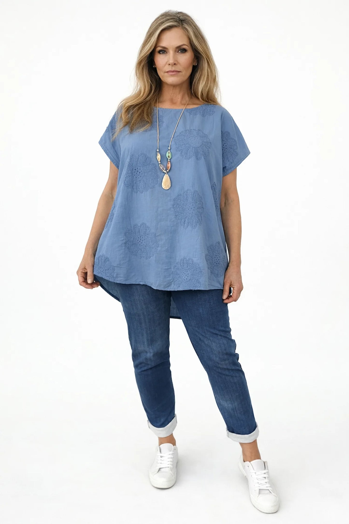 Cotton Elasticated Waist Drawstring Double Pocket Italia Denim Joggers - Denim