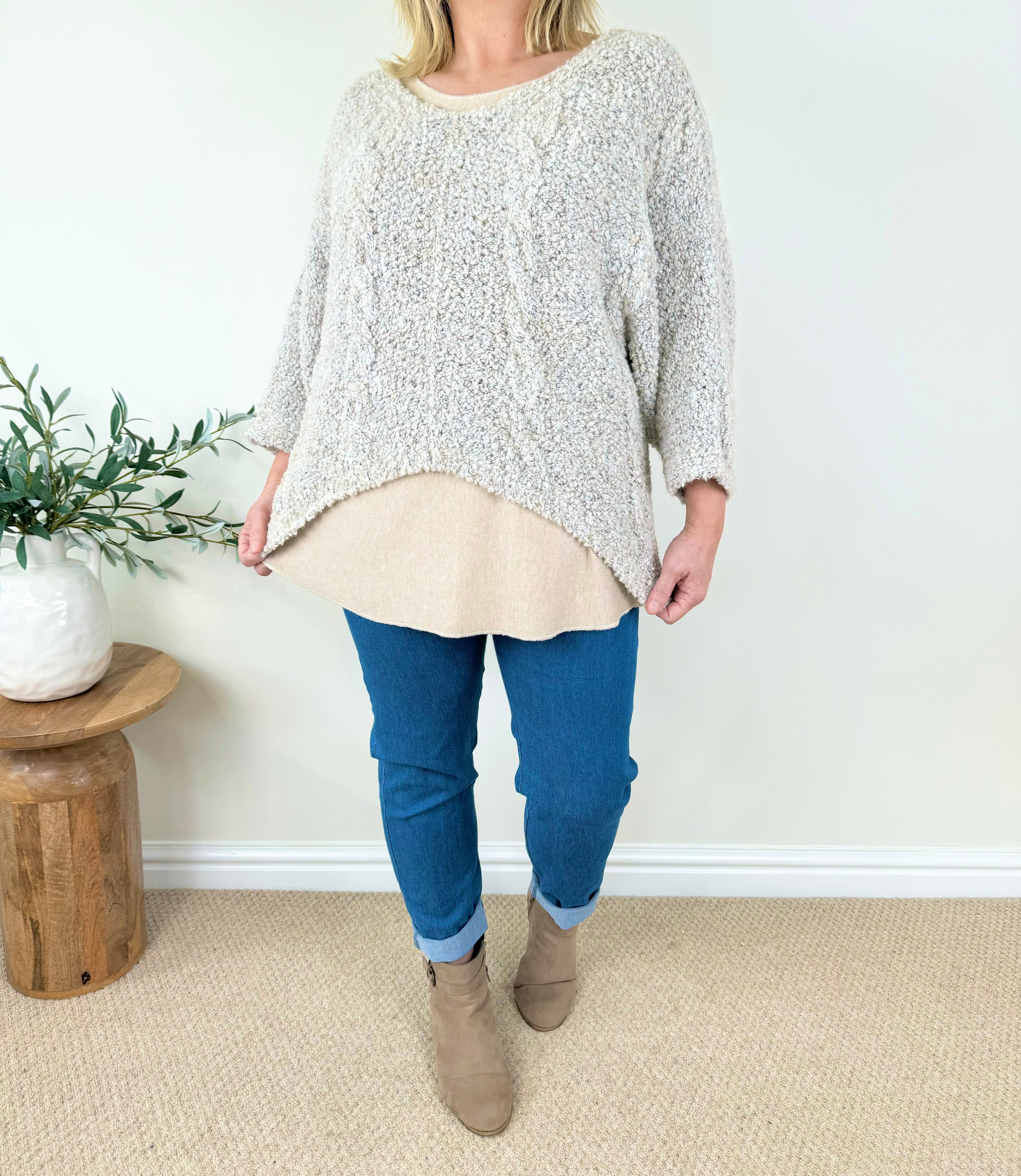 Wool Mix Popcorn Cable Knit Liana Jumper AW24