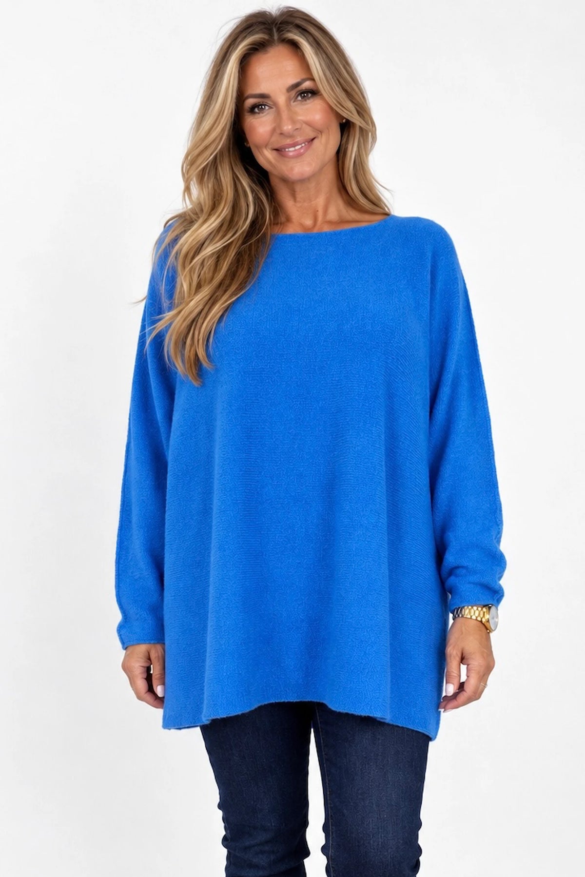 Wool Mix Seam Sleeve Venice Jumper - Capri Blue