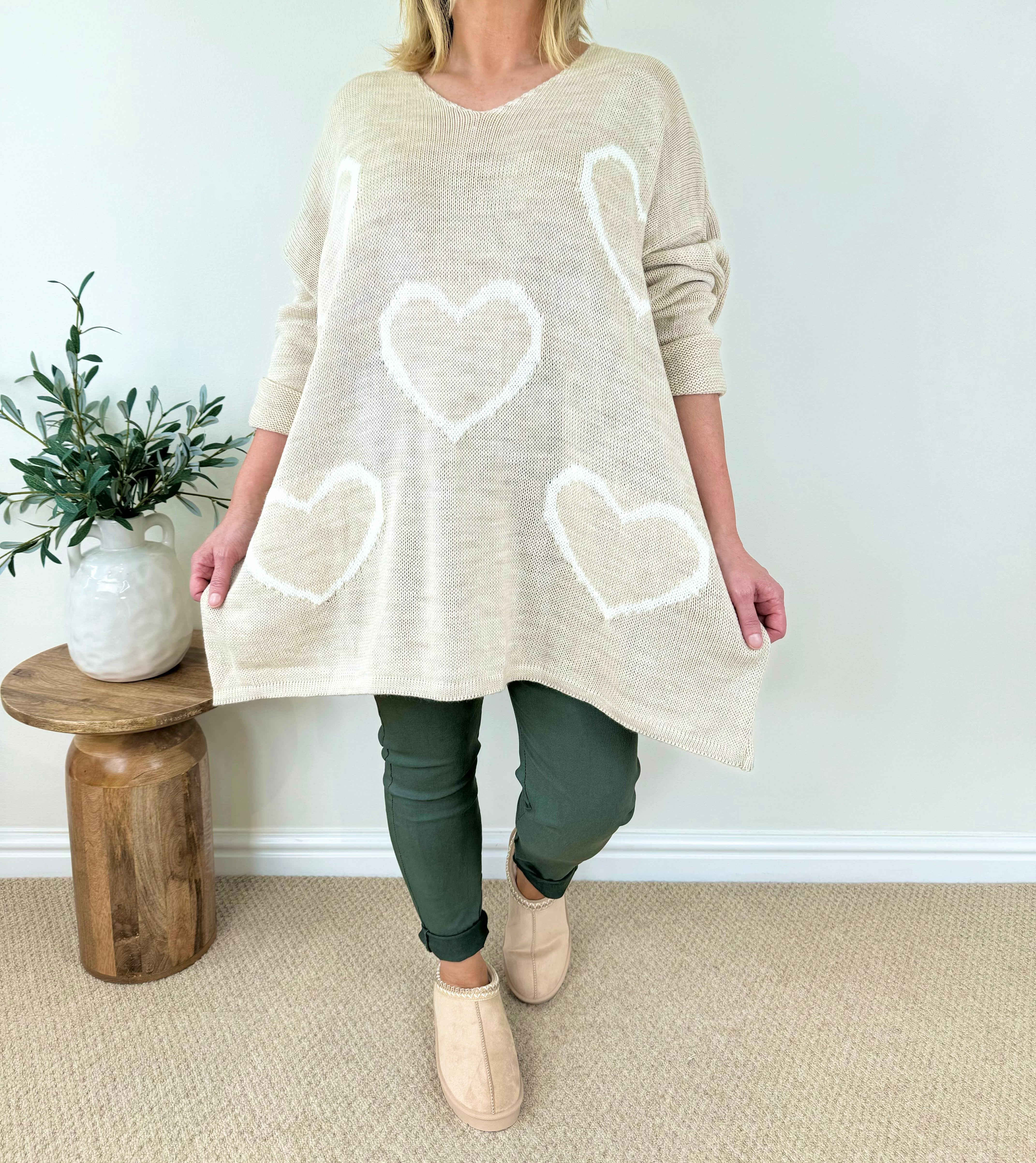 White Heart Knit Jumper AW24