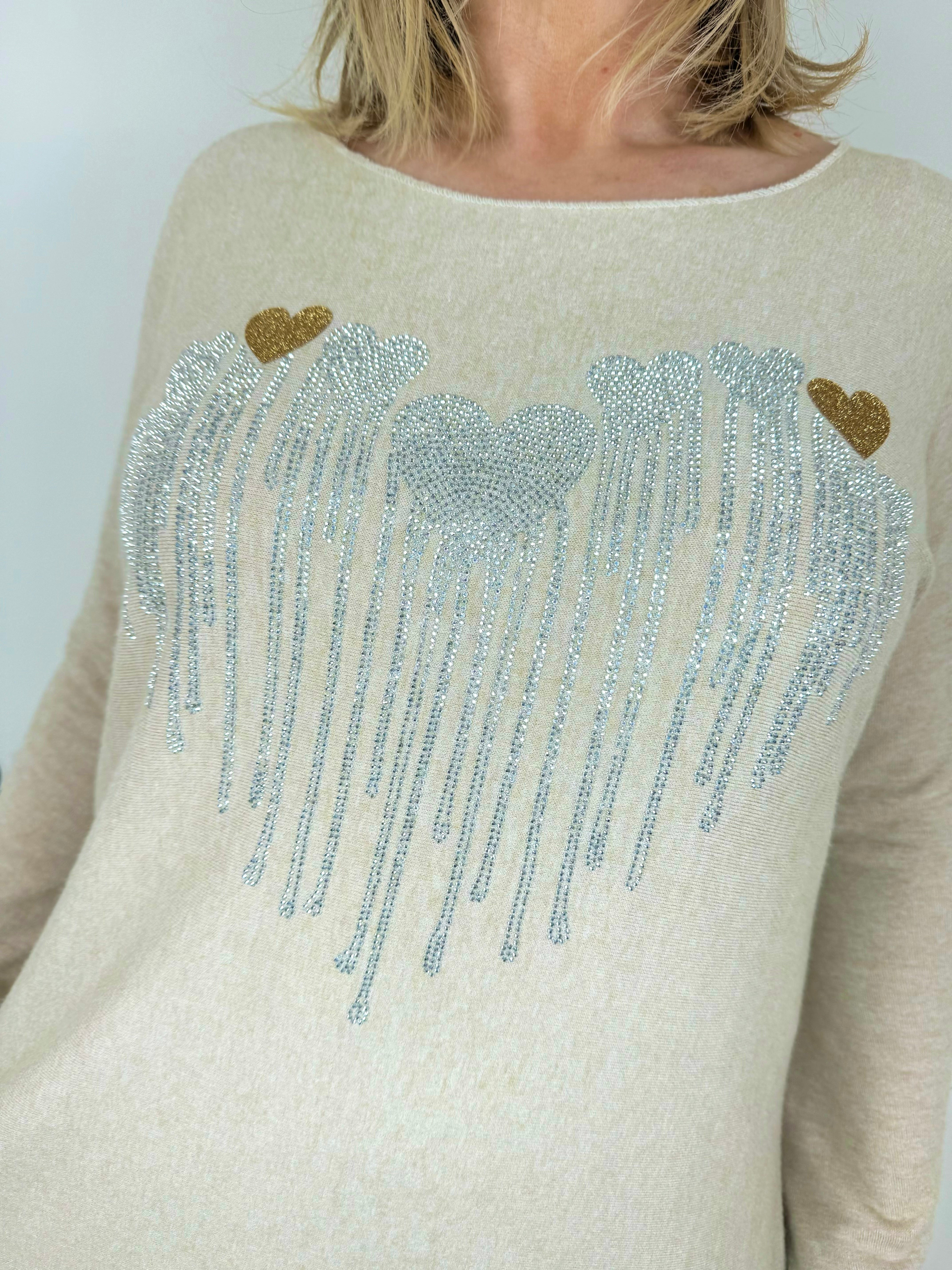 Soft Knit Diamanté Heart Ziara Top AW24