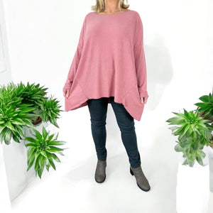 Fine Knit Wool Mix Tara Top AW24 - Raspberry Ripple