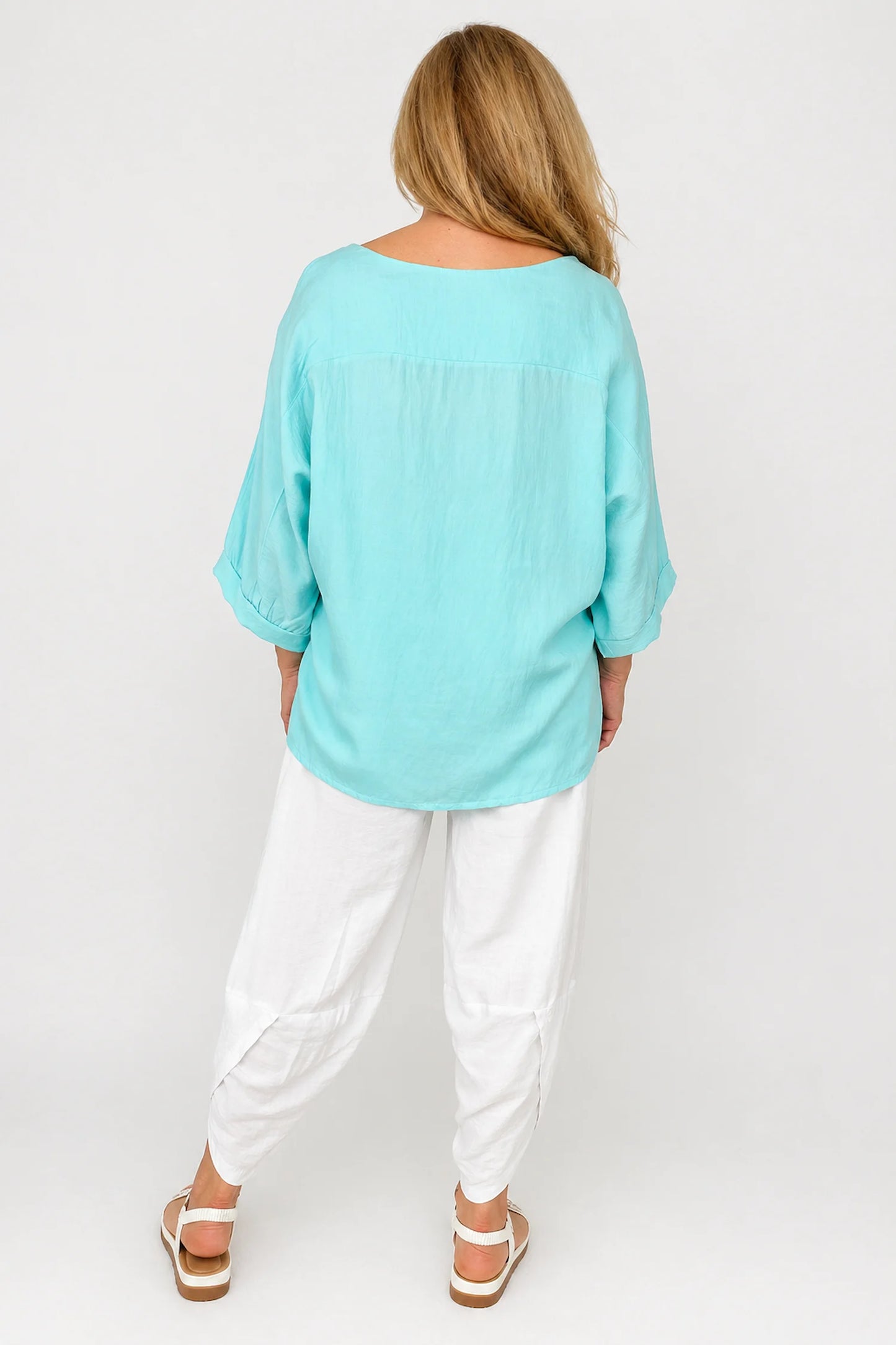 Relaxed Oversized Summer Flow Necklace Top - Fresh Mint