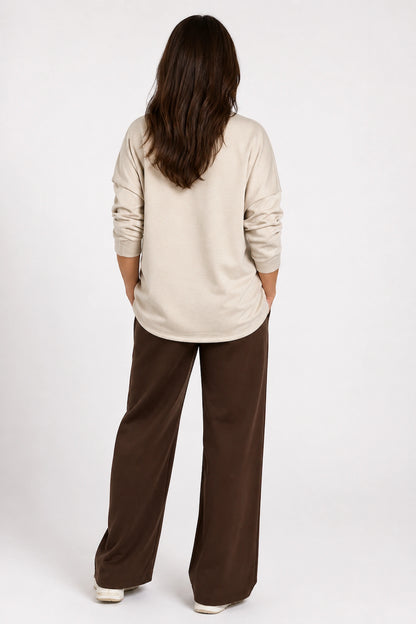 Double Pocket Drawstring Waist Carli Everyday Pants - Chocolate