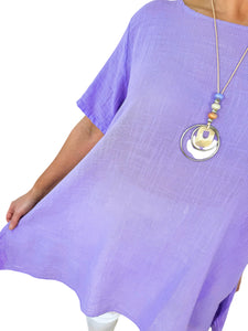 Pure Cotton Cindy Necklace Top - Lilac